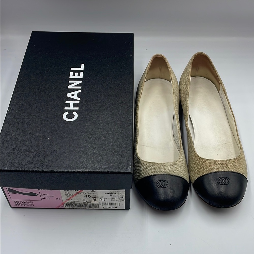 Chanel with box Beige and Black Women's Shoes ballerina 40.5 flats